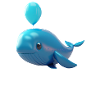 Whale Balloon - Blue