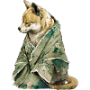 Sad shiba in kimono