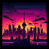 Skyline von Berlin im Abendlicht