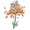 Süßer Blumengecko mit Blumenhäuschen