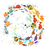 Schools of fish,fish,painting,blue,tropical fish