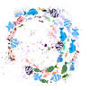 Schools of fish,fish,painting,blue,tropical fish