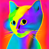 Farbiger Katzenkopf mit Neon-Effekt
