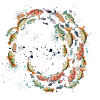 Schools of fish,fish,painting,blue,carp