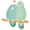 Love, birds hugging each other