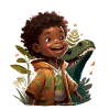 Small child with dino/reptile