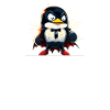 Linux Tux Penguin Powered by Sudo Superhero