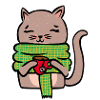 Strickende Katze mit Schal