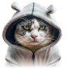 grim cat with hoodie