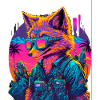 Rétro Futuriste Synthwave Fox