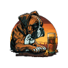 Grumpy Boxer boit du whisky