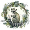 Lemur mit Dschungelblättern