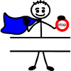 Hero with cape and sign stop