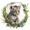Tiger mit Dschungelblättern