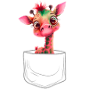 pink baby giraffe breast pocket