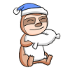 Sloth with pillow and sleeping cap