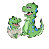 Dinosaur with baby dinosaur