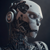 Blue-eyed cyborg robot