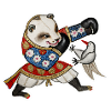 Panda im prachtvollen Robenkampf