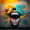 Großmaul-Graffiti-Motiv