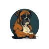 Grumpy boxer drinks whiskey