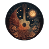 Cottagecore Acoustic Guitar Moon Star Flower