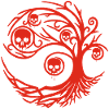 Red tree with skulls