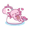 Carino Axolotl Chilling On Unicorn Pool Float Summer