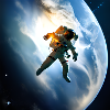 Astronaut floats through space