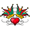 Fool's Cap Carnival Heart Tattoo