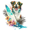 Hund mit Surfbrett
