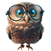 Cute owl with big glasses