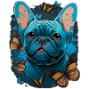 Français Bulldog aux papillons