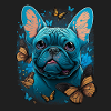 Français Bulldog aux papillons