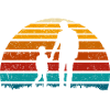 Silhouette Sunset: Father and Child
