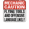 Mechanic Caution flying tools -Schrauber