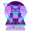 Vaporwave Katze DJ Pult Katze