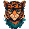 Tiger als Nerd mit Buch