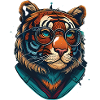Tiger als Nerd mit Buch