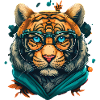 Tiger als Nerd mit Buch