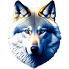 Wolf's head with blue eyes