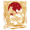 Nine-tailed Fox Japanese Retro Art