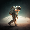 Astronaut over the moon
