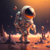 astronaut walking in hell