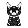 Cat Illustration Psychédélique Minimal Trance