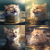 Lächelnde Katze im Wasser