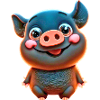 cute cartoon PIG BLACK