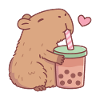 Cute Capybara Loves Bubble Tea