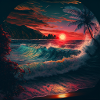Ocean sunset waves