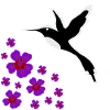 kolibrisilhouette mit blumen, vogelmotive damen